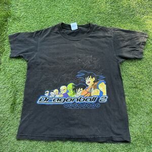 Vintage‎ Y2K Dragonball Z Shirt Youth Medium Frieza Goku Anime Black Faded